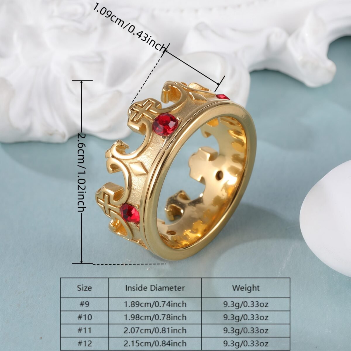 Vintage Cross Design Golden Crown Waterproof Ring丨LIUDZ-62 - Image 2