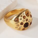 Elegant Gold Multicolored Gemstones Hip Hop Stainless Steel Women's Ring丨K009912 - Image 4