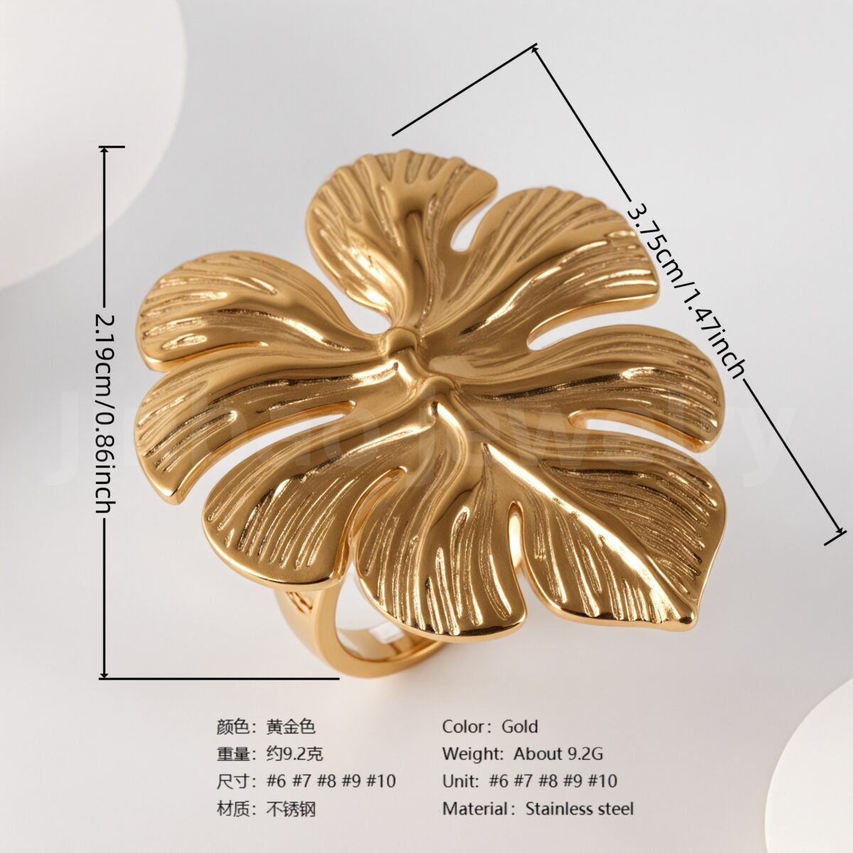 24K Gold-Plated Stainless Steel Heart Design Unique Women's Ring - Image 10