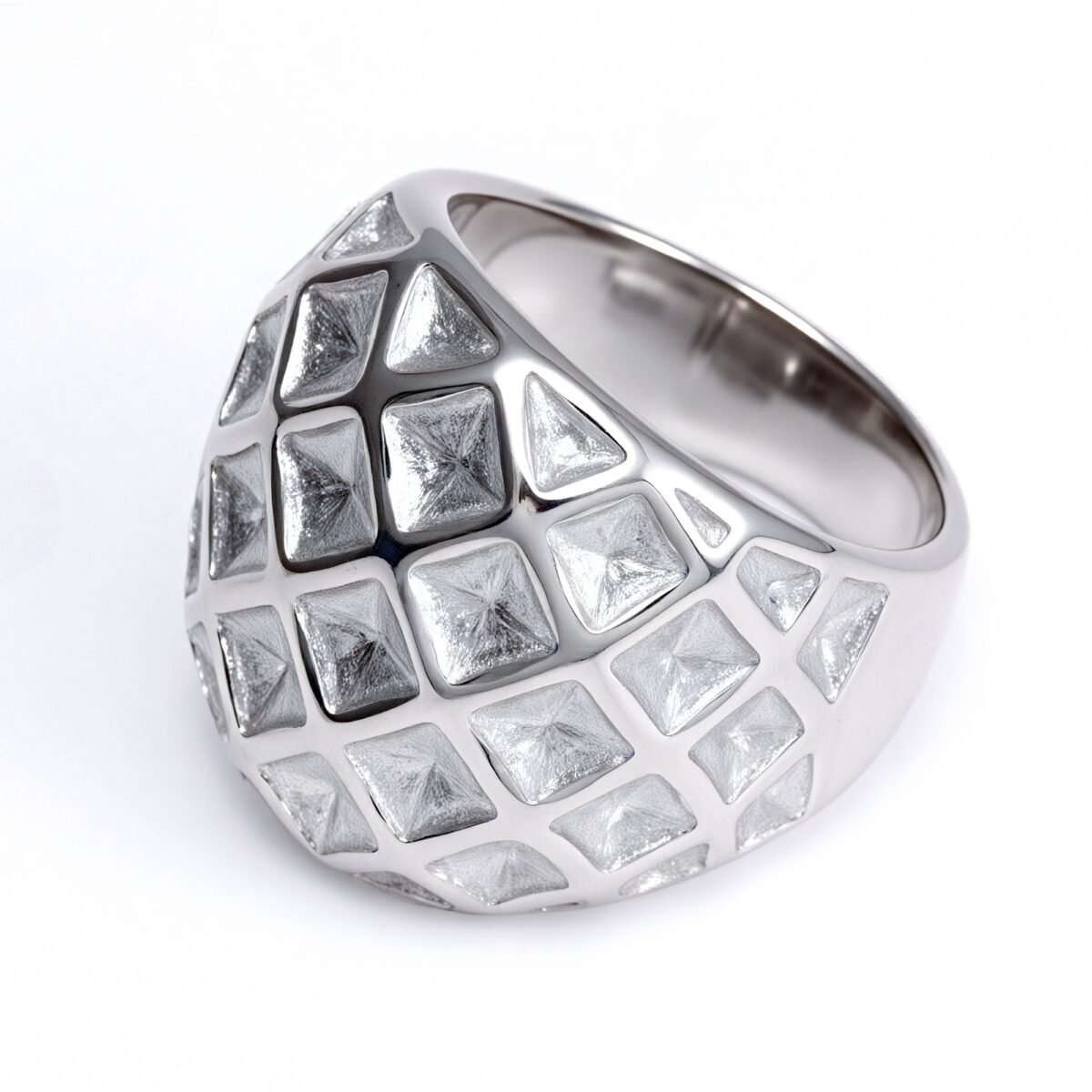 Metallic Texture Diamond - Pattern Ring - Trendy and Versatile Unisex Accessory | G003671 - Image 5