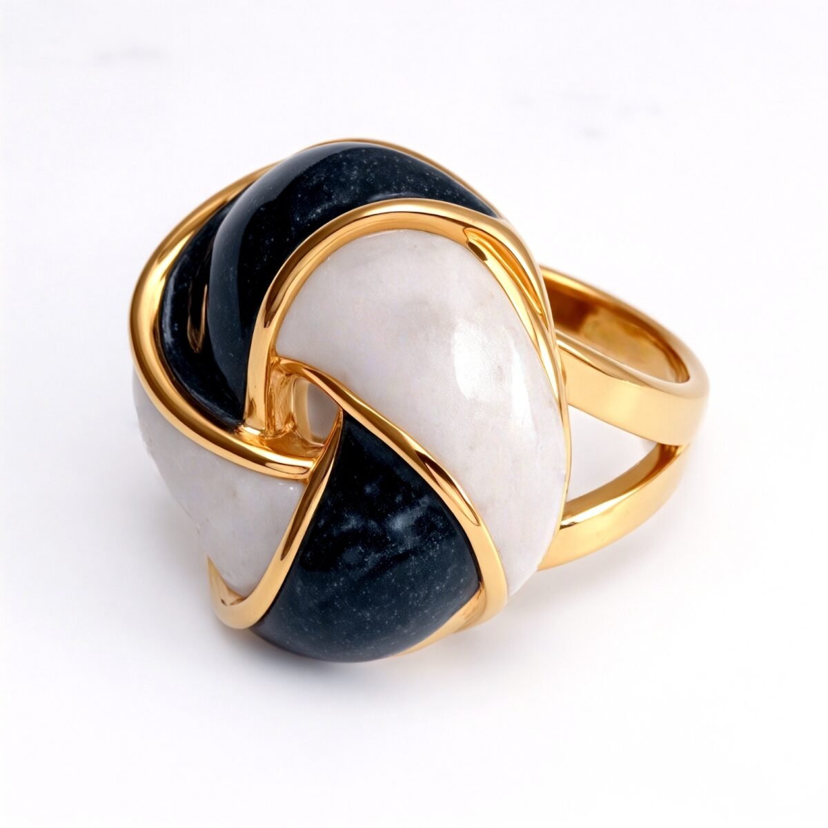 Gold - Framed Braided Colorful Gem Ring - Stylish and Personalized Jewelry | G004512JHU - Image 9