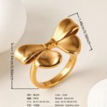 24K Gold-Plating Stainless Steel Adjustable Open Fashion Retro Women's Waterproof Ring - Image 3