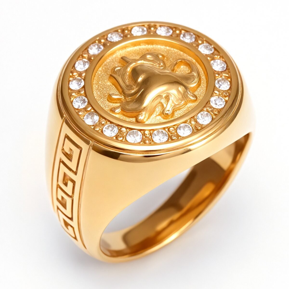 Metal - Carved Diamond - Inlaid Ring - Trendy Myth - Inspired Unisex Accessory | DZ1021 - Image 2