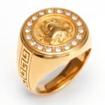 Metal - Carved Diamond - Inlaid Ring - Trendy Myth - Inspired Unisex Accessory | DZ1021 - Image 2