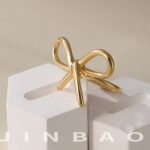 Simple Bow Hollow Stainless Steel Women's Waterproof Ring | N00657 - Image 4