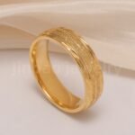 24K Gold-Plating Stainless Steel Minimalist Textured Trendy Men's Waterproof Ring  6MM - Image 3