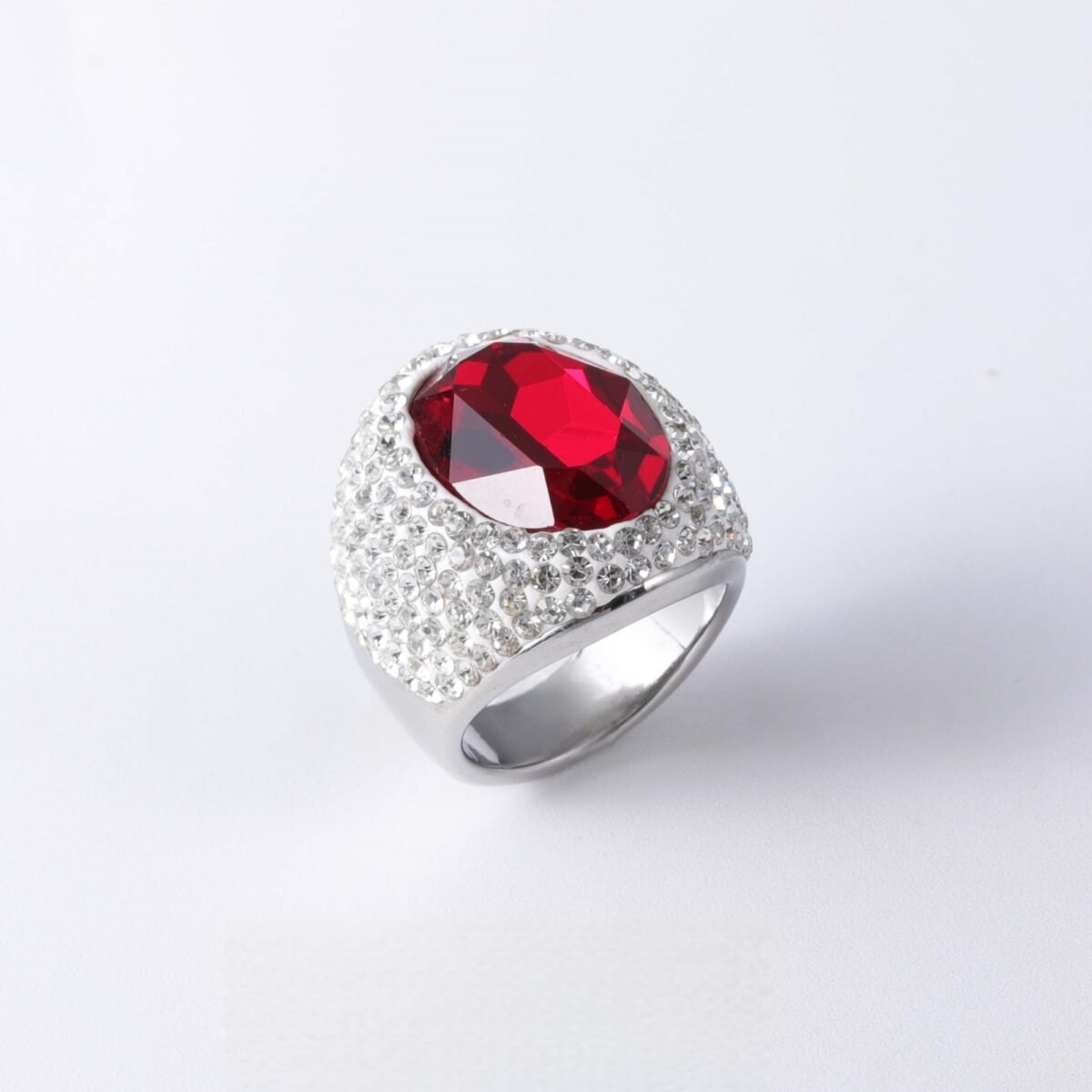 Shiny Rhinestone Inlaid Luxury Personalized Stainless Steel Women's Ring | BL224 - Image 4