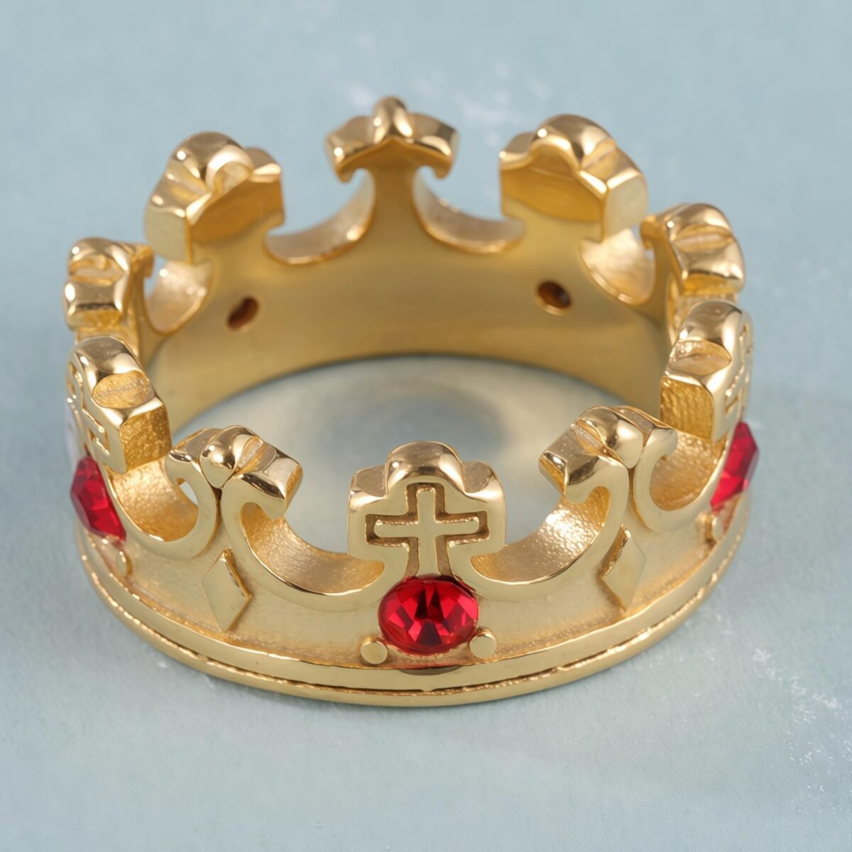 Vintage Cross Design Golden Crown Waterproof Ring丨LIUDZ-62 - Image 4