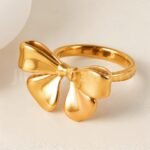 24K Gold-Plating Stainless Steel Adjustable Open Fashion Retro Women's Waterproof Ring - Image 4