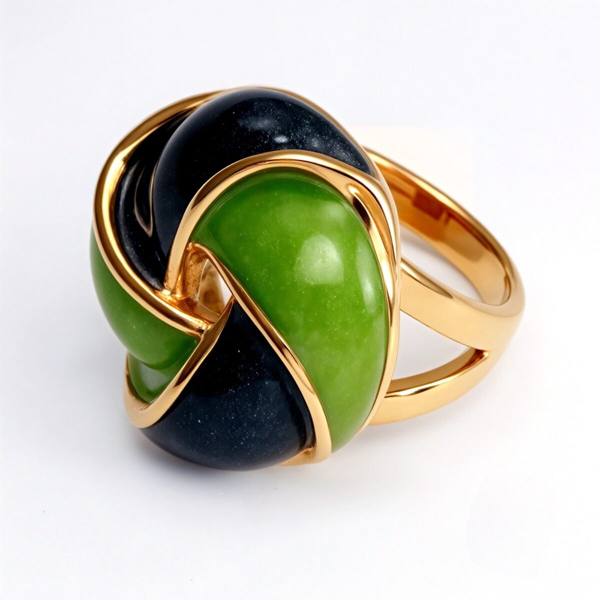 Gold - Framed Braided Colorful Gem Ring - Stylish and Personalized Jewelry | G004512JHU - Image 4