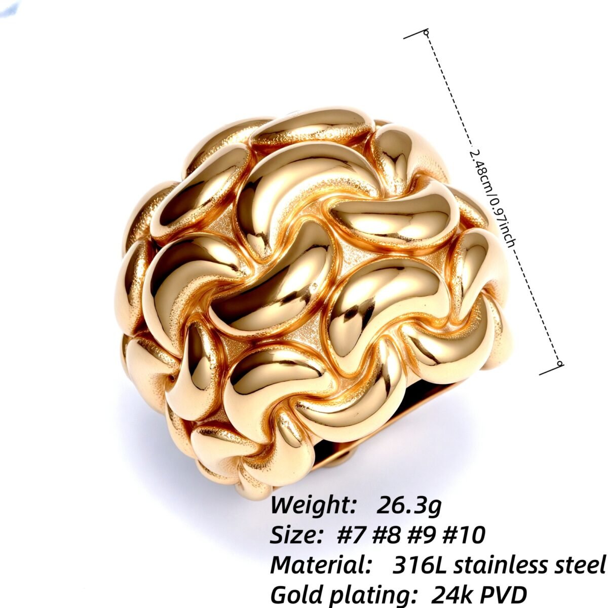 Metallic Texture Tightly Braided Ring - Trendy and Versatile Unisex Accessory | G003672 - Image 3