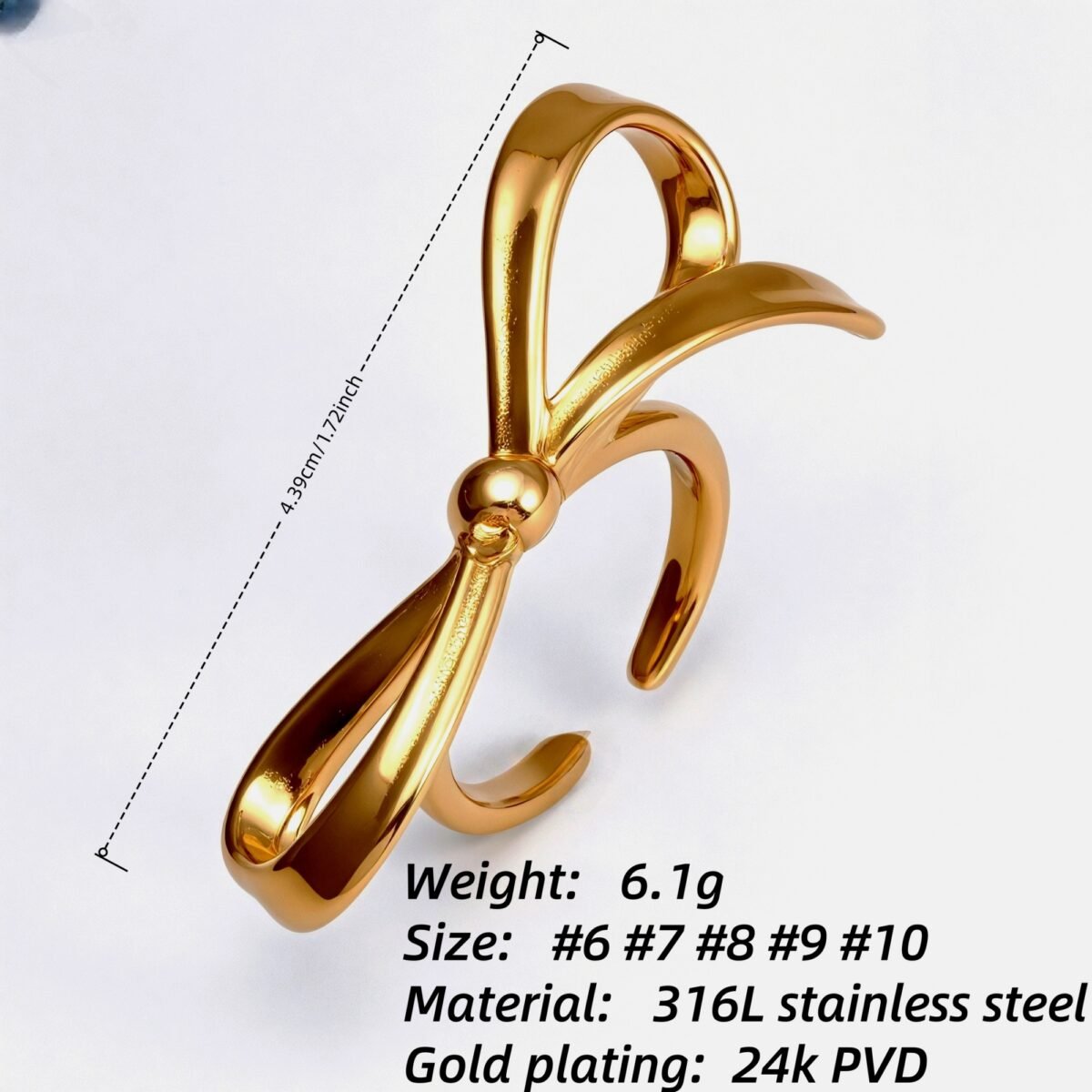 Gold/Silver Bow - Shaped Open Ring - Sweet and Stylish Jewelry | G004948 - Image 4