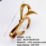 Gold/Silver Bow - Shaped Open Ring - Sweet and Stylish Jewelry | G004948 - Image 4