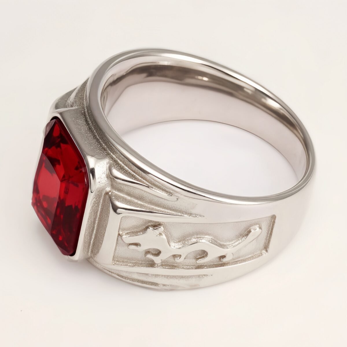 Silver - Carved Square Color - Gem Ring - Retro and Trendy Jewelry | BL135GH - Image 10