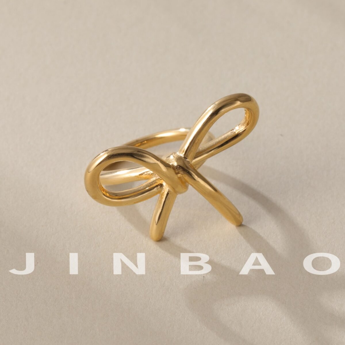 Simple Bow Hollow Stainless Steel Women's Waterproof Ring | N00657 - Image 3
