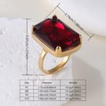 Gemstone Simple Square Design Stainless Steel Women's Ring丨K002810 - Image 3