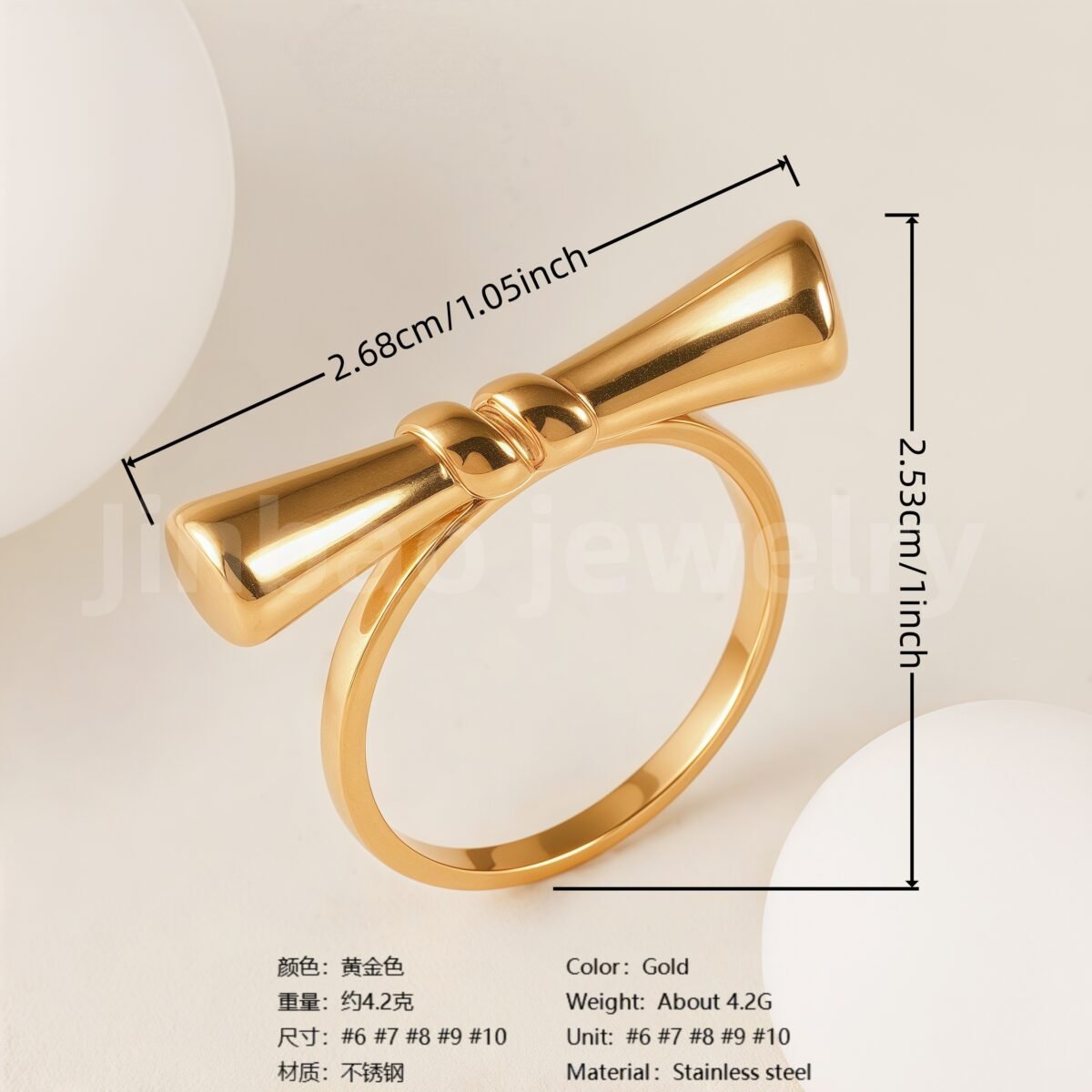 24K Gold-Plating Stainless Steel Adjustable Open Fashion Retro Women's Waterproof Ring - Image 5