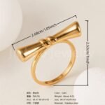 24K Gold-Plating Stainless Steel Adjustable Open Fashion Retro Women's Waterproof Ring - Image 5