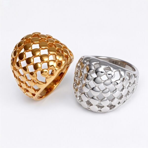 Metallic Texture Grid Ring - Trendy and Versatile Unisex Accessory | G00343