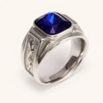 Silver - Carved Square Color - Gem Ring - Retro and Trendy Jewelry | BL135GH - Image 11