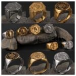 24K Gold PVD Stainless Steel Titanium Victorious Emblem Coin Men's Ring