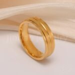 24K Gold-Plating Stainless Steel Minimalist Textured Trendy Men's Waterproof Ring  6MM - Image 17