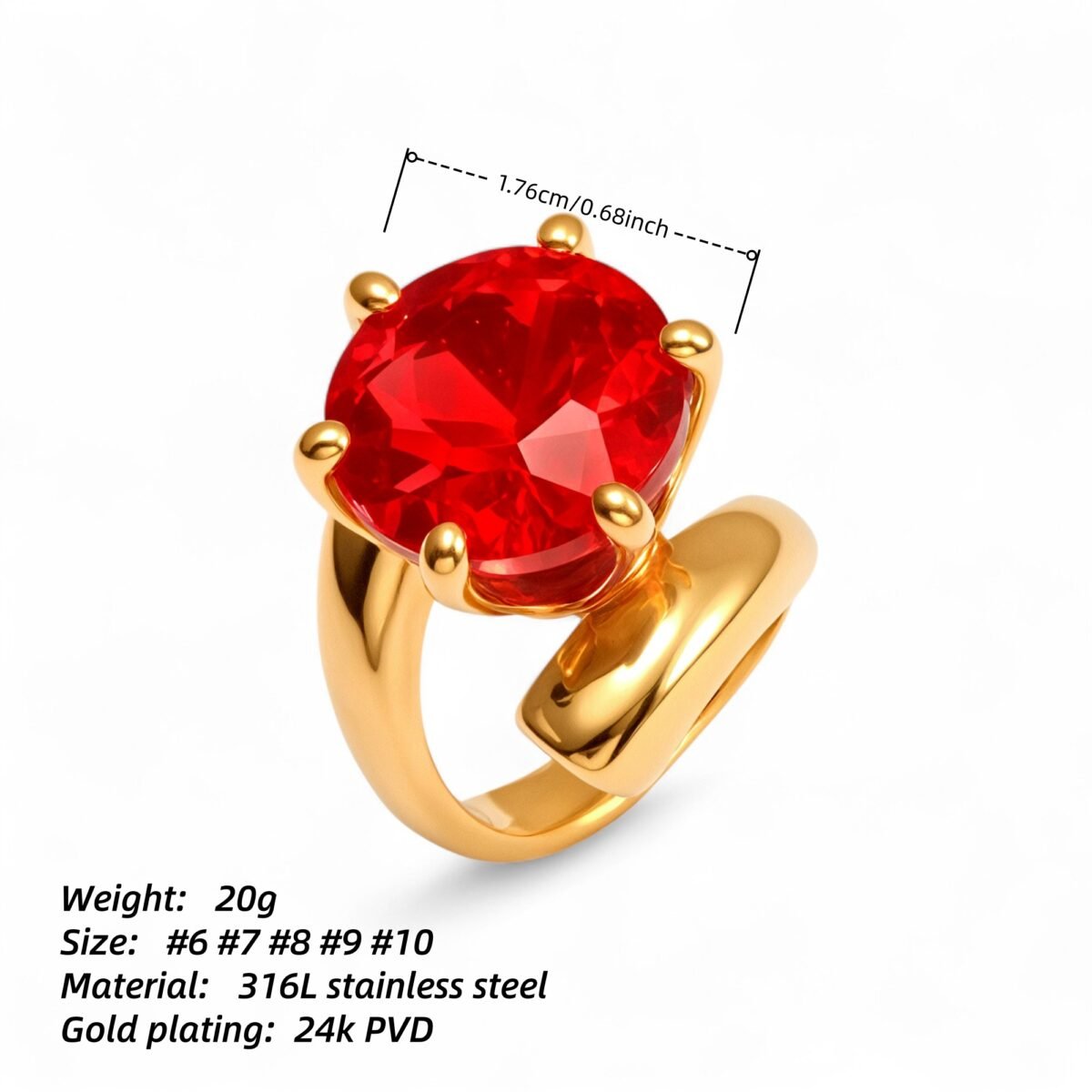Luxury Style Colored Crystal Stainless Steel Women's Ring丨XHBL-1-HO - Image 16