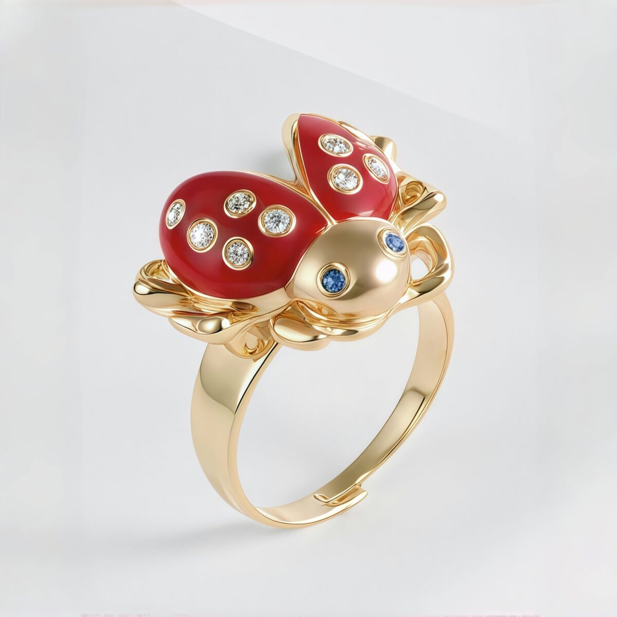 Cute lucky diamond-encrusted ladybug stainless steel Waterproof Waterproof Ring丨K007541J - Image 2