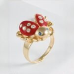 Cute lucky diamond-encrusted ladybug stainless steel Waterproof Waterproof Ring丨K007541J - Image 2