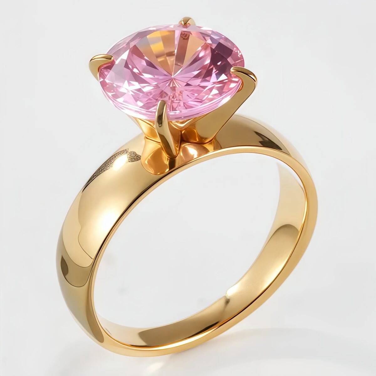 Stainless steel women's ring with large pink gemstone丨ST82 - Image 1