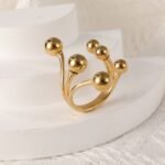 Modern Stainless Steel Cluster Ring with Multiple Spheres Women Ring | G002239 - Image 3