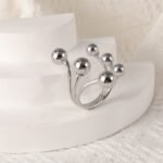 Modern Stainless Steel Cluster Ring with Multiple Spheres Women Ring | G002239 - Image 5