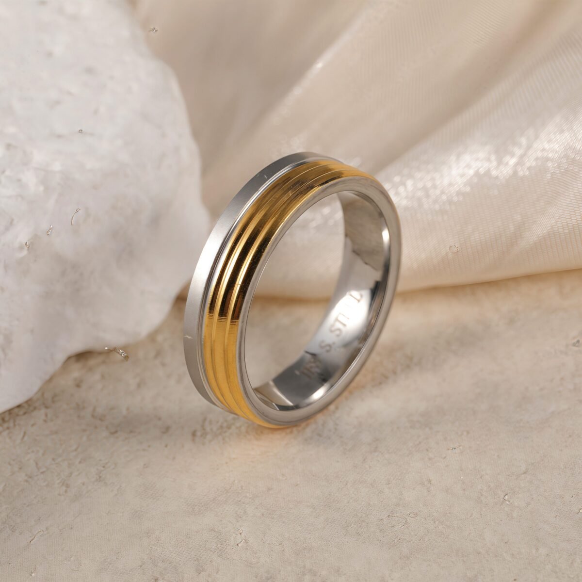 Premium Stainless Steel Couple Ring  | Classic Metal Wedding Bands - Image 2