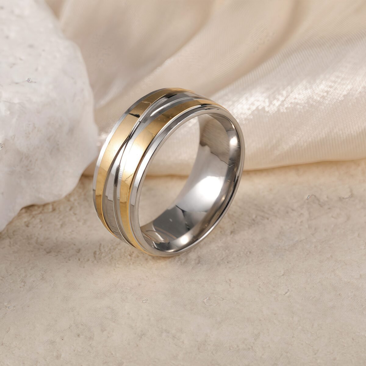 Premium Stainless Steel Couple Ring  | Classic Metal Wedding Bands - Image 6