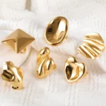 24K Gold-Plating Geometric Pleated Adjustable Design Trendy Women's Waterproof Ring