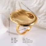 24K Gold-Plating Geometric Pleated Adjustable Design Trendy Women's Waterproof Ring - Image 4
