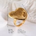 24K Gold-Plating Geometric Pleated Adjustable Design Trendy Women's Waterproof Ring - Image 2