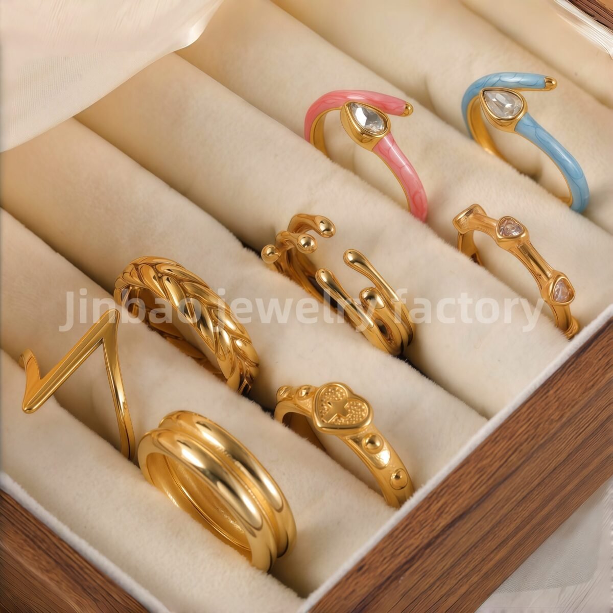 Luxu24K Gold PVD Stainless Steel Titanium Unique Multi-Designs Women's Ring - Image 1