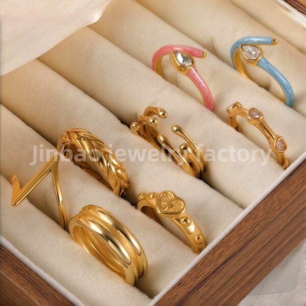 Luxu24K Gold PVD Stainless Steel Titanium Unique Multi-Designs Women's Ring