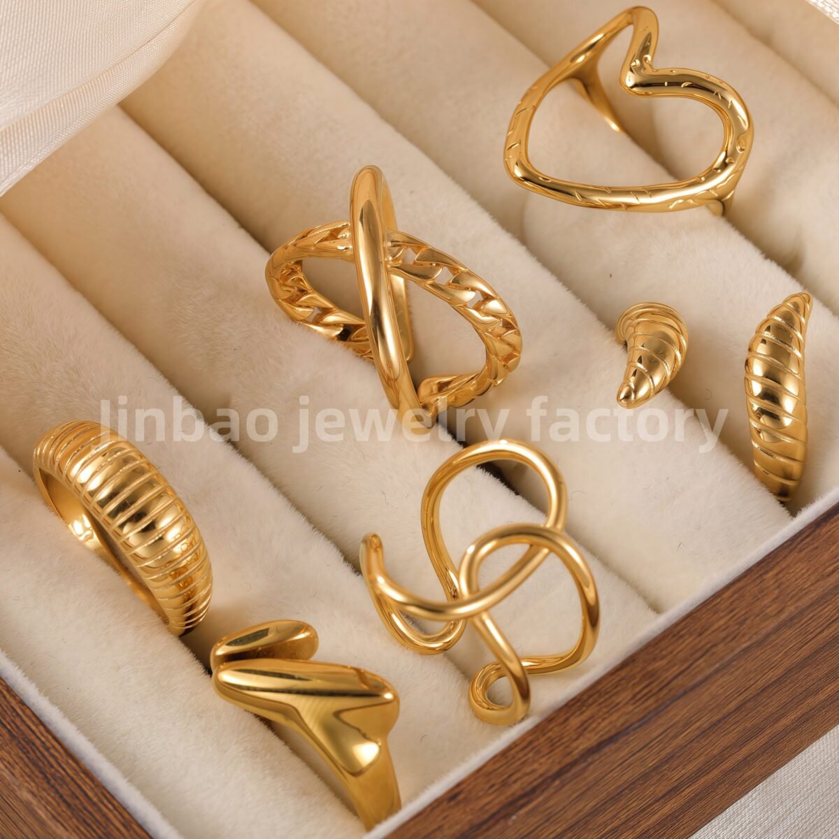 24K Gold PVD Stainless Steel Titanium Minimalist Women's Ring - Image 1