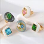24K Gold PVD Stainless Steel Titanium Flower & Pearl Women's Ring - Image 2