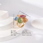 24K Gold PVD Stainless Steel Titanium Colorful Flower Women's Ring - Image 3
