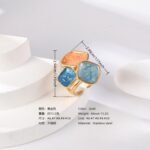 24K Gold PVD Stainless Steel Titanium Colorful Flower Women's Ring - Image 5