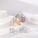 24K Gold PVD Stainless Steel Titanium Colorful Flower Women's Ring - Image 6