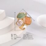 24K Gold PVD Stainless Steel Titanium Colorful Flower Women's Ring - Image 7