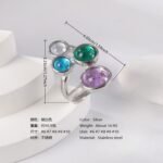 24K Gold PVD Stainless Steel Titanium Elegant Multi-Color Gemstone Women's Ring - Image 7