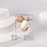 24K Gold PVD Stainless Steel Titanium Elegant Multi-Color Gemstone Women's Ring - Image 4