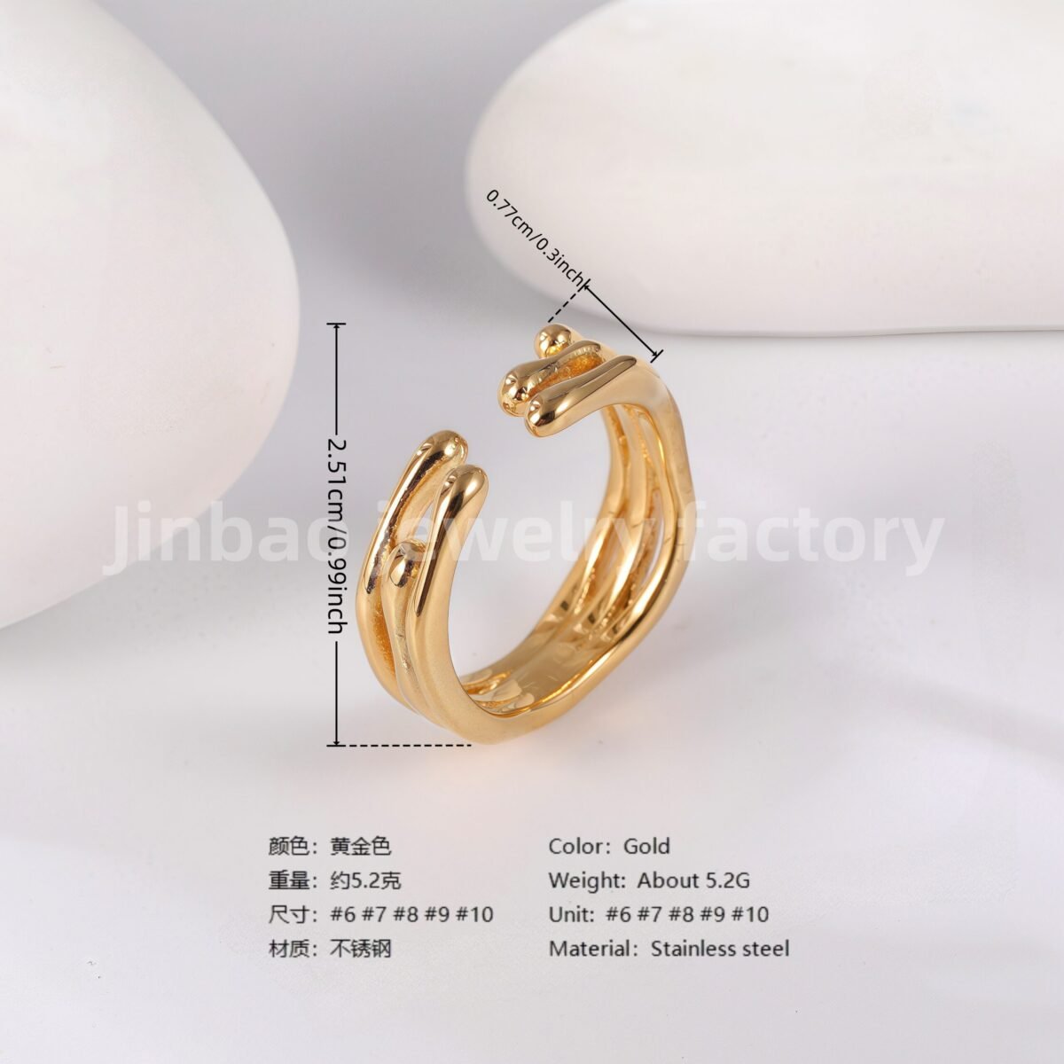 Luxu24K Gold PVD Stainless Steel Titanium Unique Multi-Designs Women's Ring - Image 6