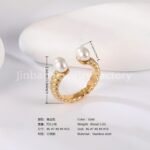 24K Gold PVD Stainless Steel Titanium Elegant Pearl Women's Ring - Image 3