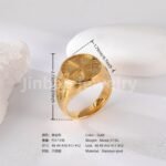 24K Gold PVD Stainless Steel Titanium Cross Pattern Men's Ring - Image 3